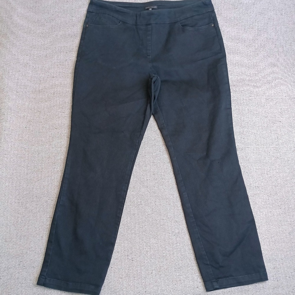 Napa Valley Pull On Pants Womens 14P Navy Blue Excellent Straight Leg Stretch